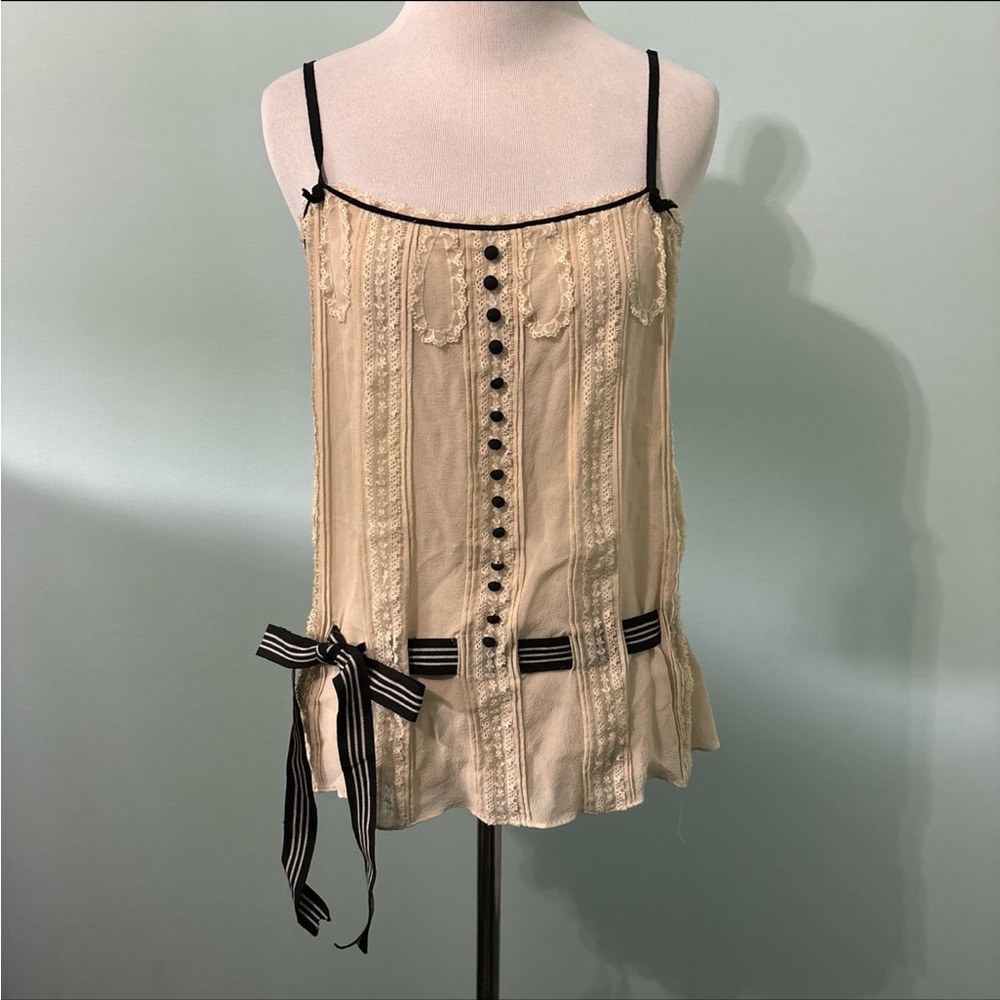 bcbgmaxazria cream silk tank top